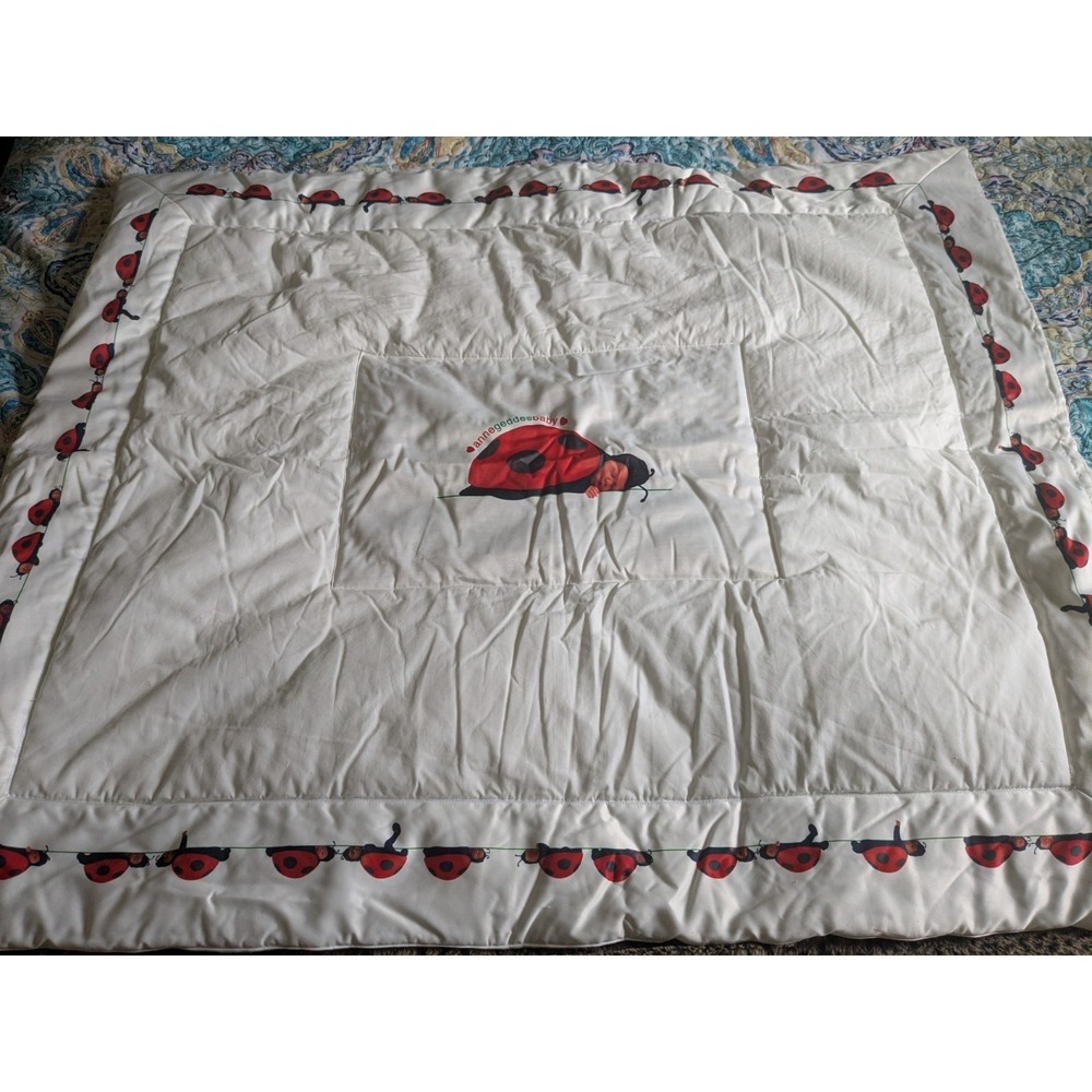 Vintage Anne Geddes Crib‎ Baby Nursery Comforter HTF/RARE Ladybug Baby